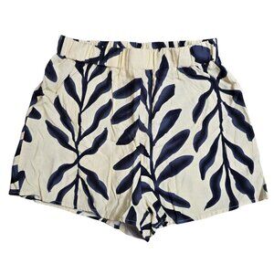 Shein Women's Beige & Black Floral Leaf Pattern Shorts Elastic Waist Medium